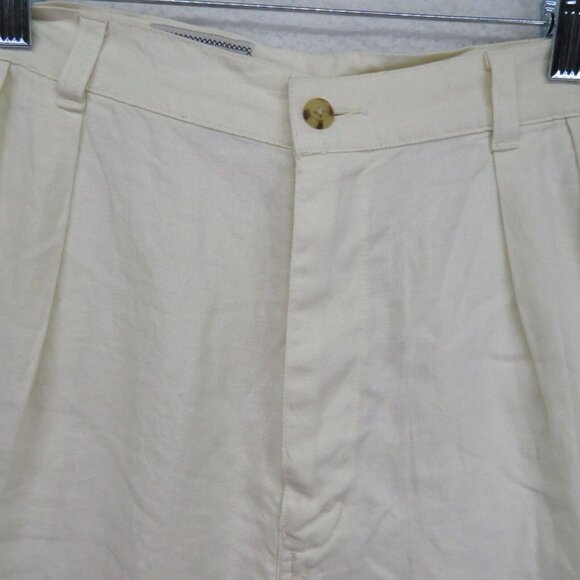 Authentic Sport Shorts Mens Size 36 Off White Linen Pleated Front Vintage New - Picture 3 of 10